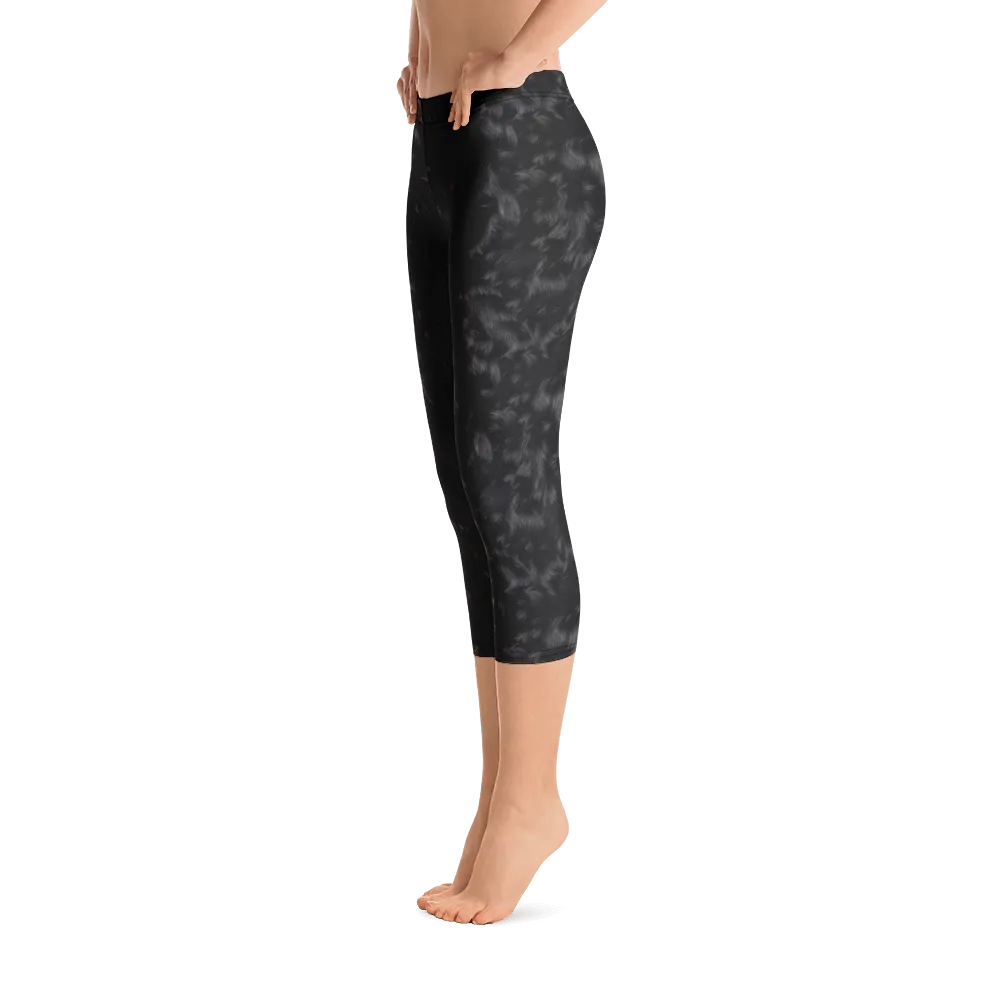 Black Fur Capri Leggings