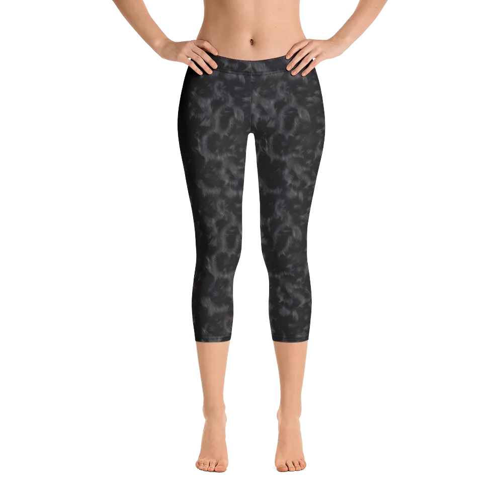Black Fur Capri Leggings