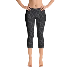 Black Fur Capri Leggings