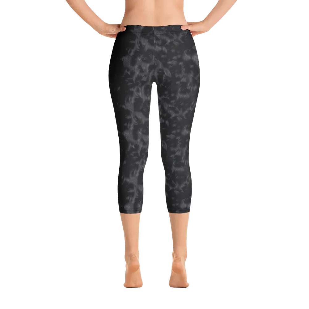 Black Fur Capri Leggings