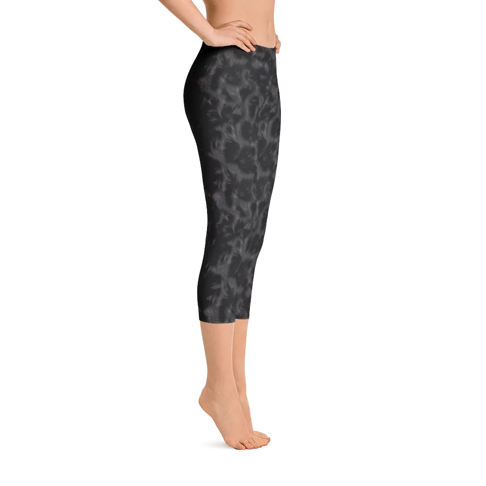 Black Fur Capri Leggings
