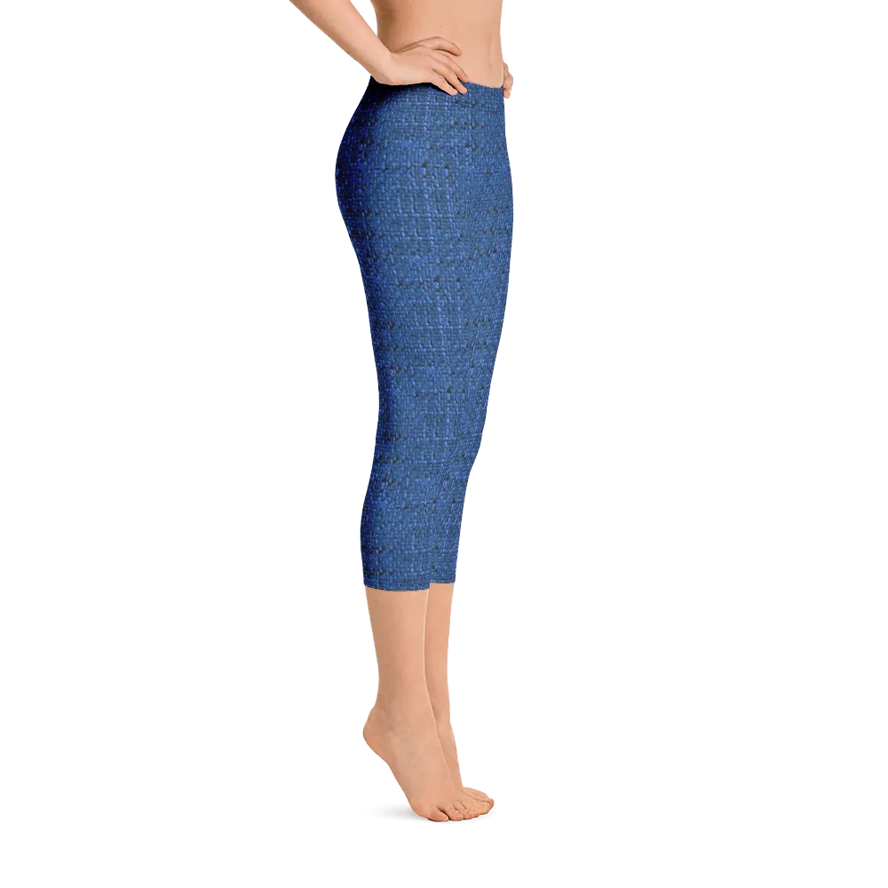 Blue Boucl Capri Leggings