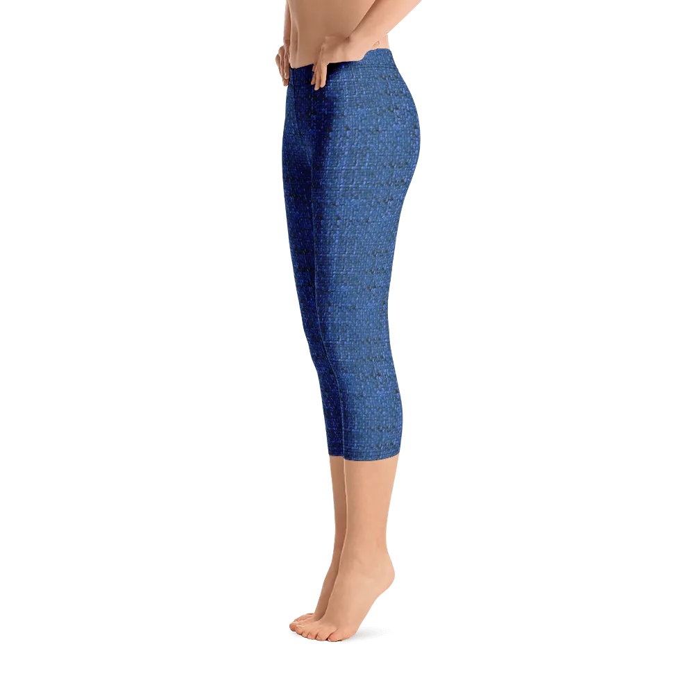 Blue Boucl Capri Leggings