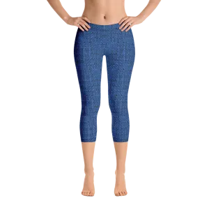 Blue Boucl Capri Leggings