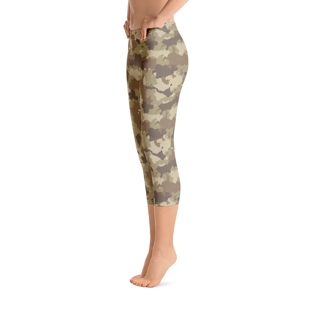 Brown Camo Capri Leggings