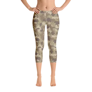 Brown Camo Capri Leggings