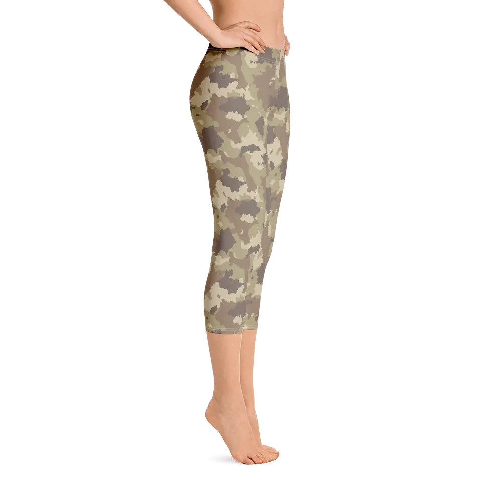 Brown Camo Capri Leggings