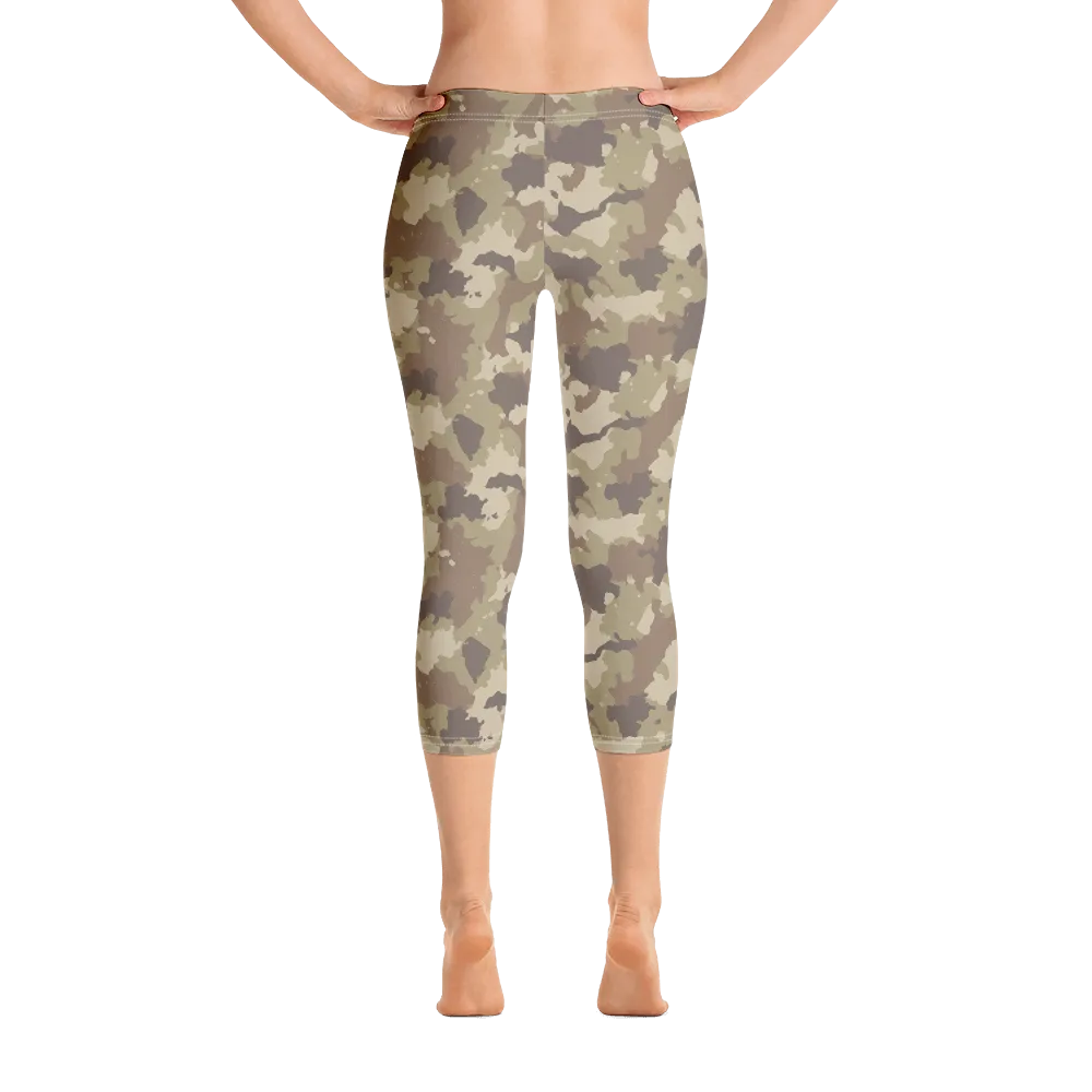 Brown Camo Capri Leggings