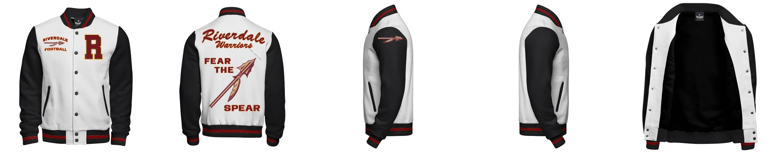 Cotton Fleece Varsity Jacket With Black Satin Lining