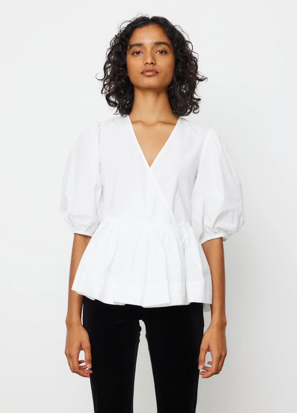 Cotton Poplin Wrap Blouse
