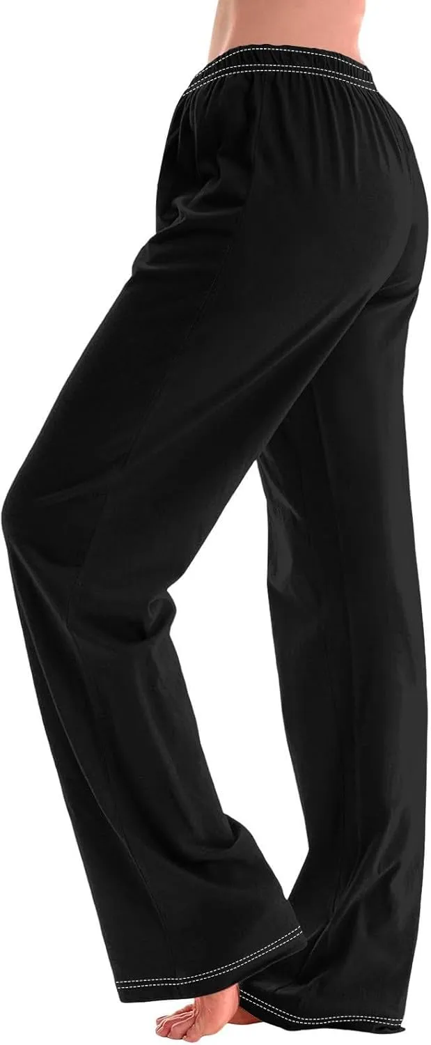 GIERIDUC Pajams Pants for Women Flowy Palazzo Pants Boho High Waist Wide Leg Trousers Summer Beach Lounge Outfits 2025