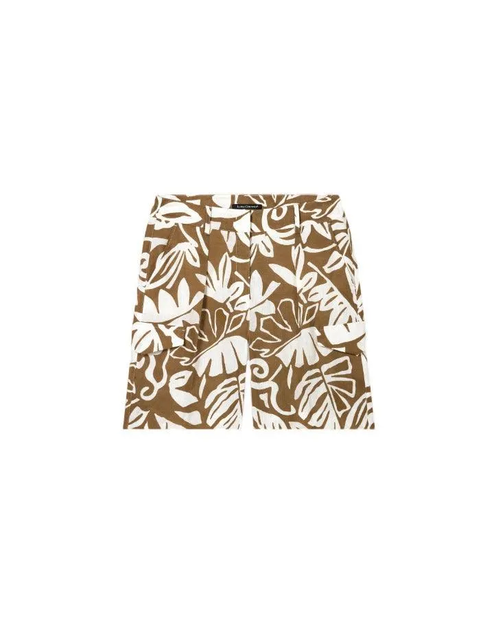 Luisa Cerano Leaf Print Cargo Shorts