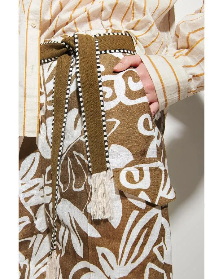 Luisa Cerano Leaf Print Cargo Shorts
