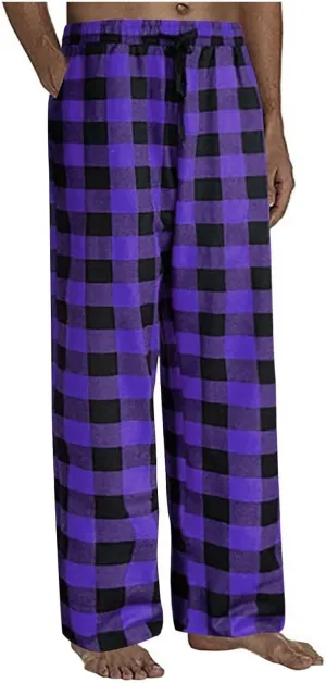Mens Wild Cargo Pants,Men's Comfy Casual Home Lounge Pants Baggy Classic Fit Plaid Check Trousers Mens Sleepwear Pants