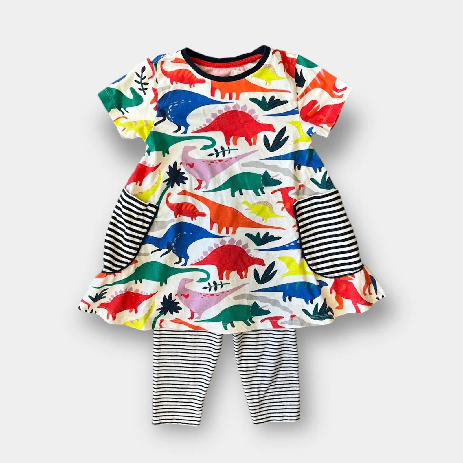 Mini Boden Dinosaur Tunic Dress & Leggings Set 7-8
