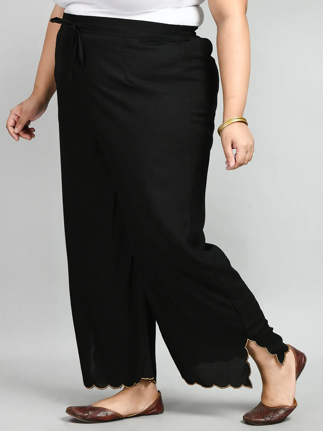 Plus Size Plus Size Black Scalping Palazzo