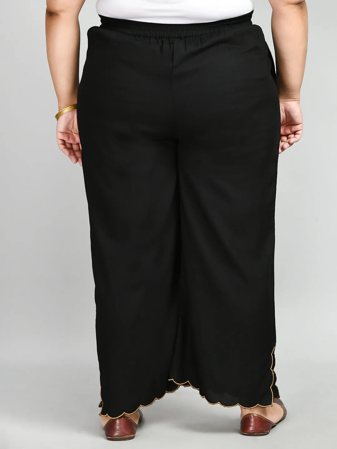 Plus Size Plus Size Black Scalping Palazzo