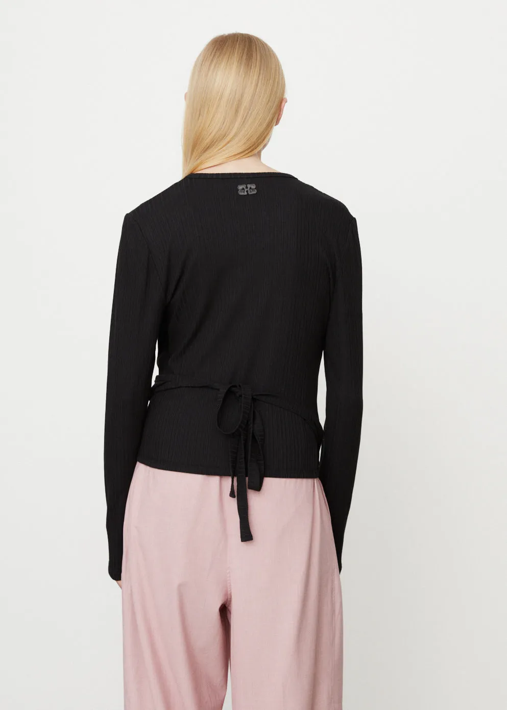 Rib Jersey Wrap Blouse