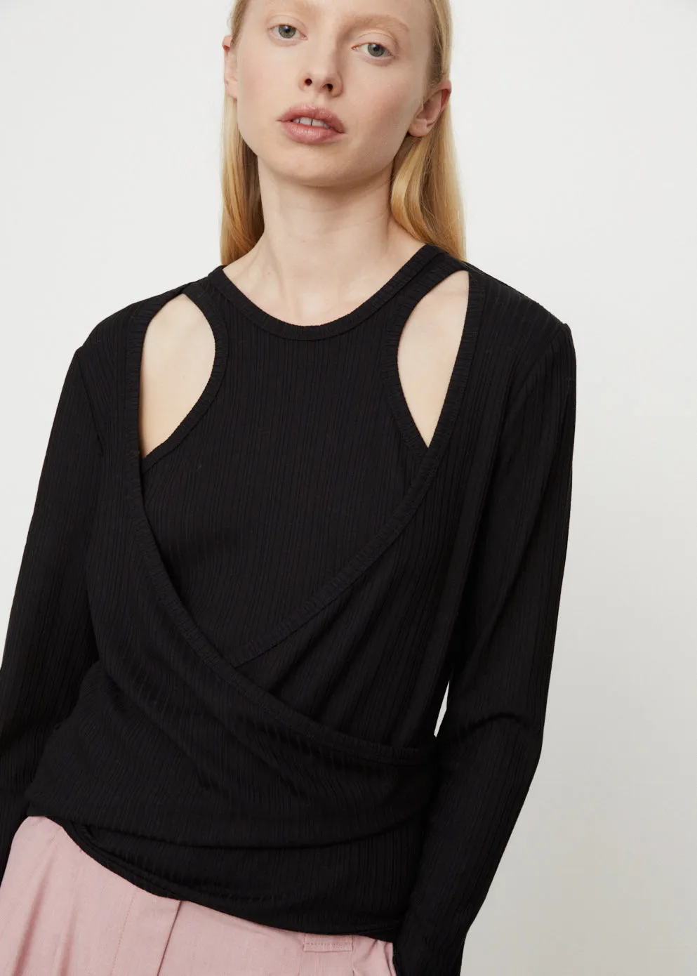 Rib Jersey Wrap Blouse
