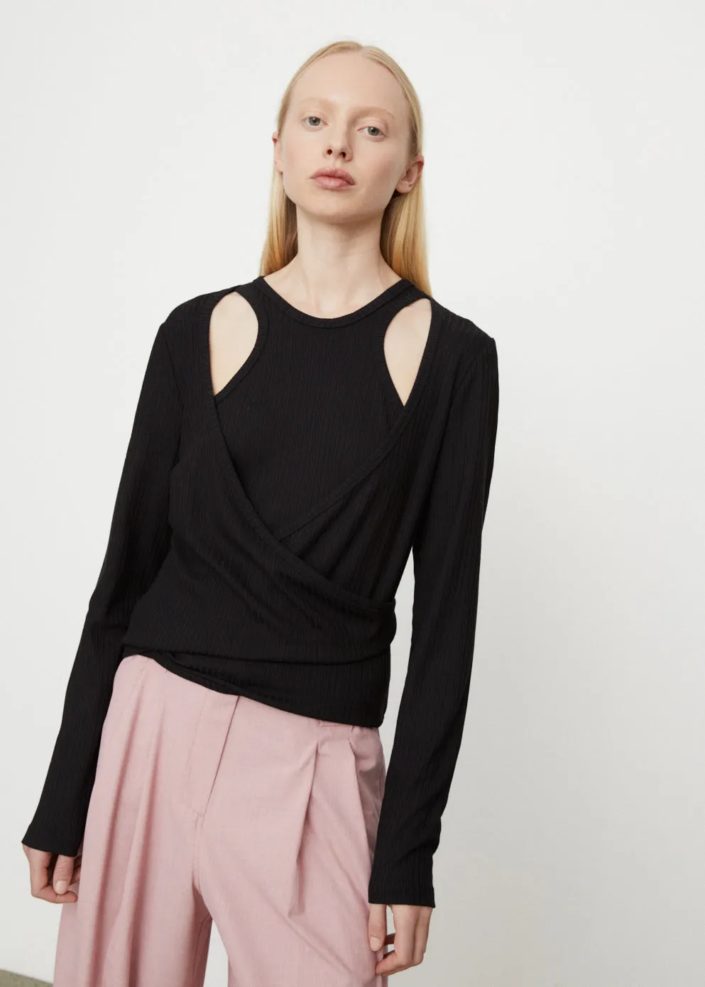 Rib Jersey Wrap Blouse