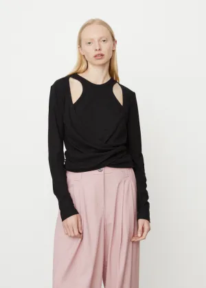 Rib Jersey Wrap Blouse