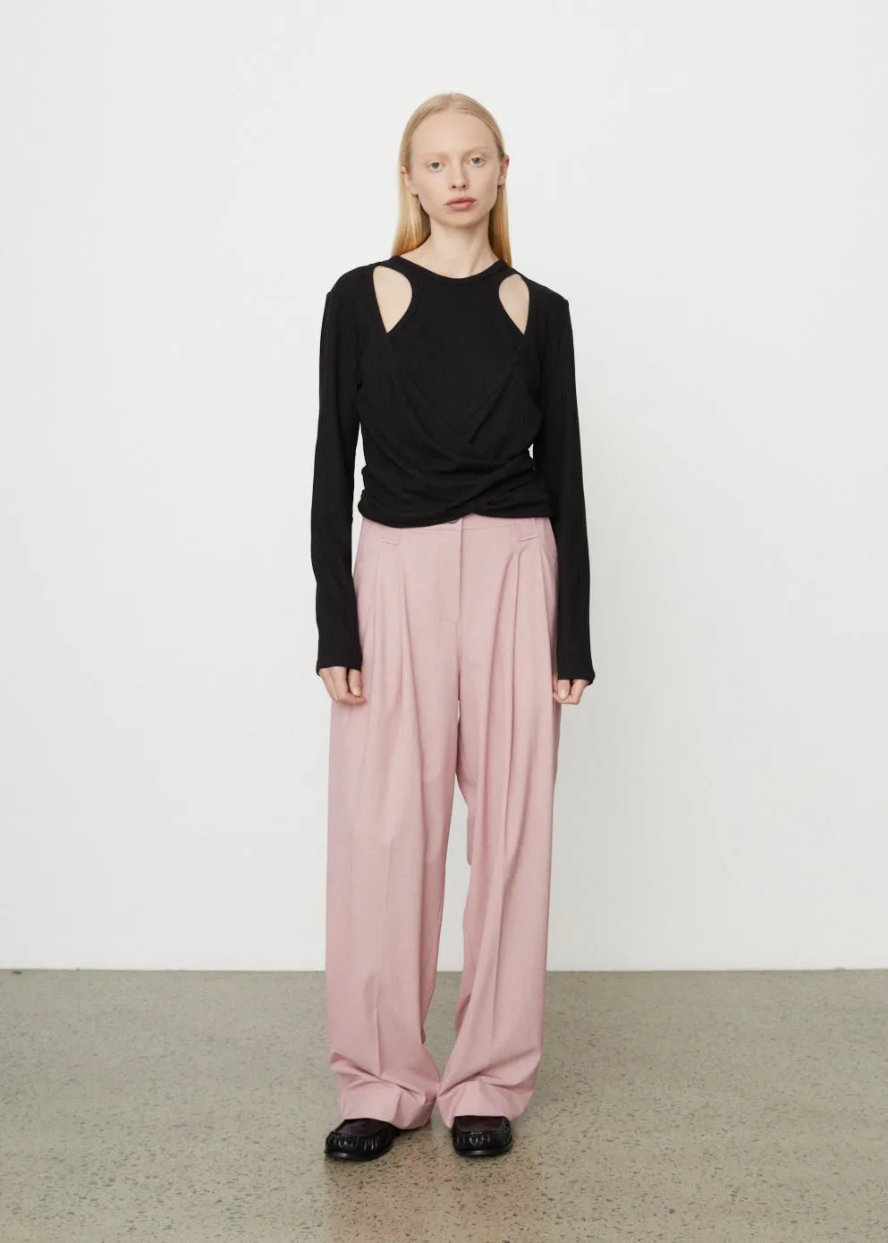 Rib Jersey Wrap Blouse