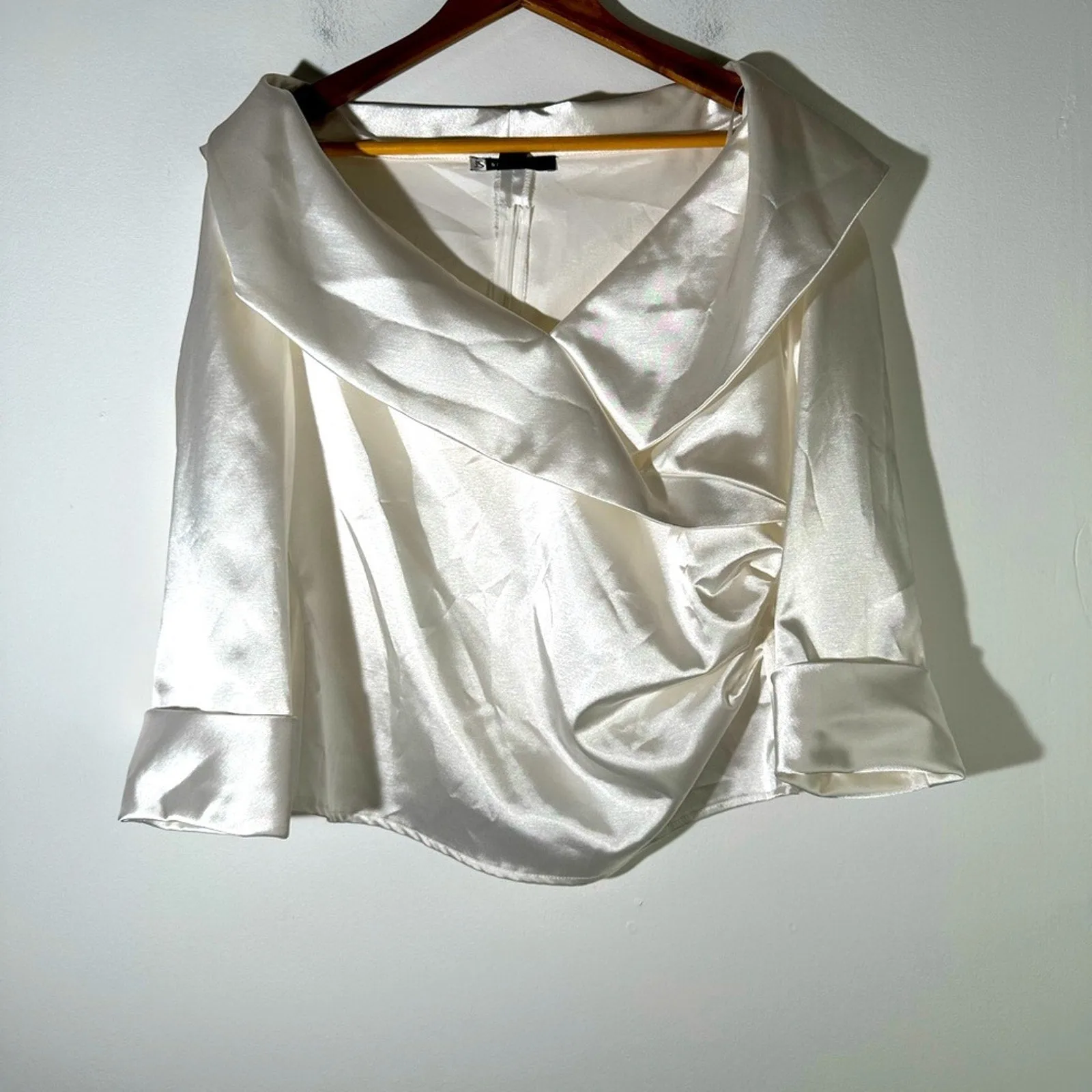 Silky Wrap Cowl Neck Blouse