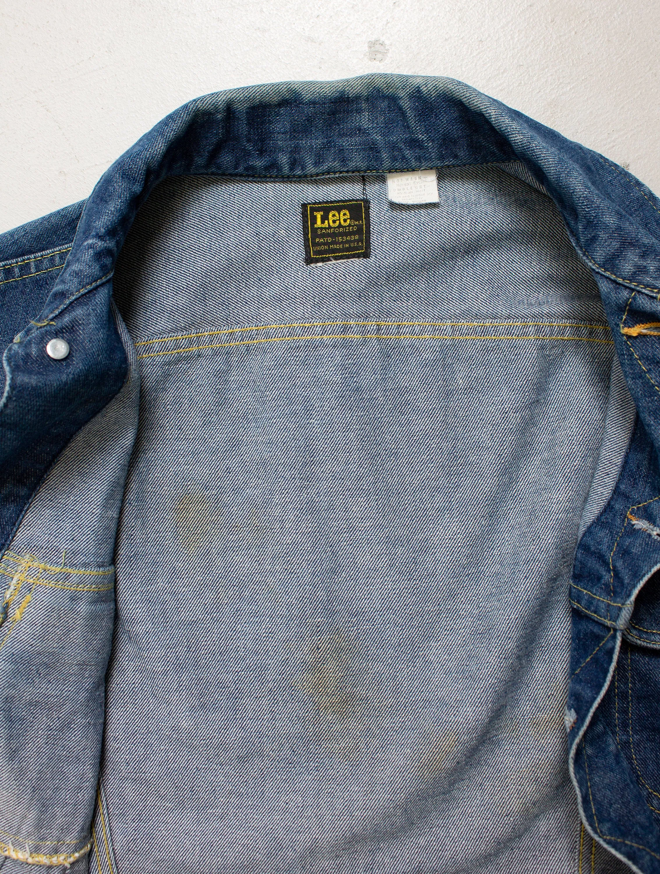 Vintage 1970s Denim Jacket Lee Rider Blue Cotton 70s Small Medium