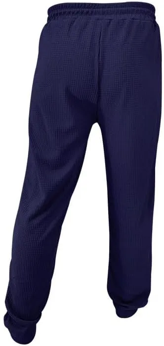 Waffle Pants for Men Plus Size Drawstring Elastic Waist Trousers with Pockets Summer Loose Lightweight Beach Pant