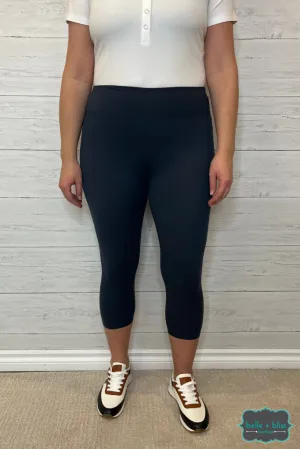 Wide Band CAPRI Leggings - Charcoal - Regular and Plus
