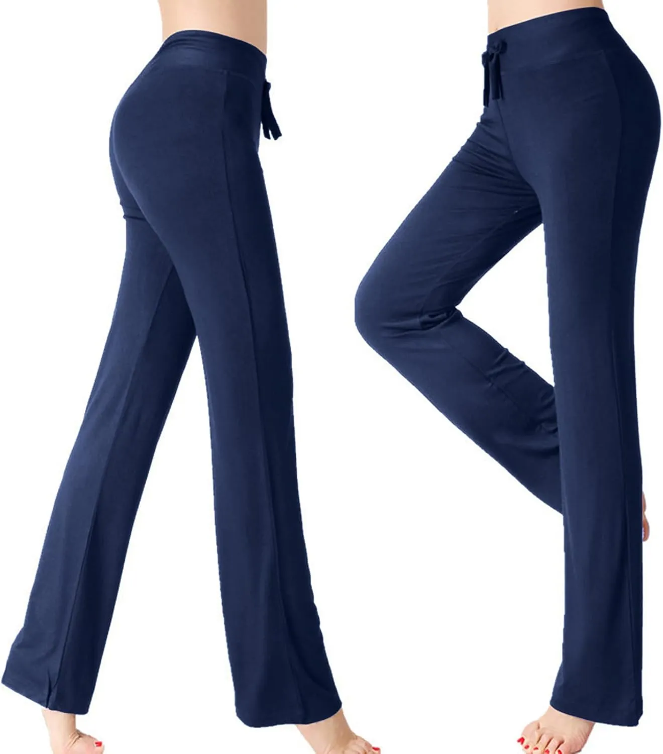 Women Plus Size Yoga Pants 2025 Casual Drawstring Elastic High Waist Wide Leg Workout Trousers Loose Palazzo Pants