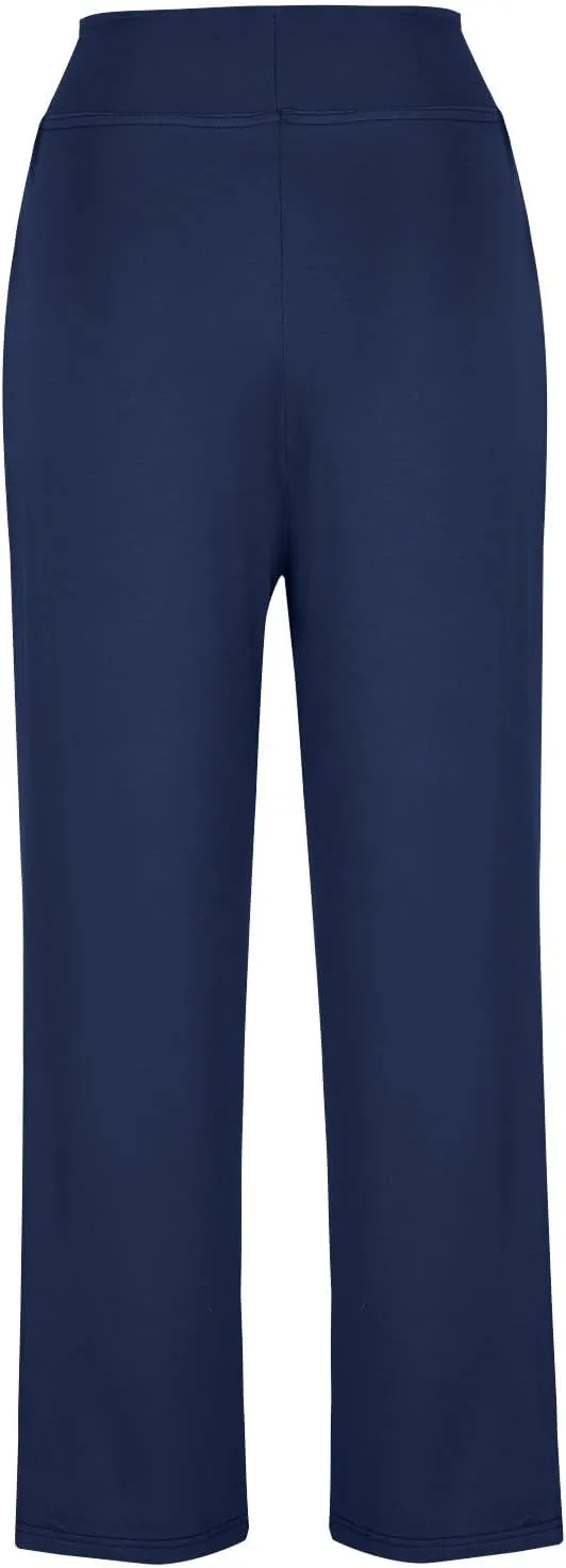 Women Plus Size Yoga Pants 2025 Casual Drawstring Elastic High Waist Wide Leg Workout Trousers Loose Palazzo Pants